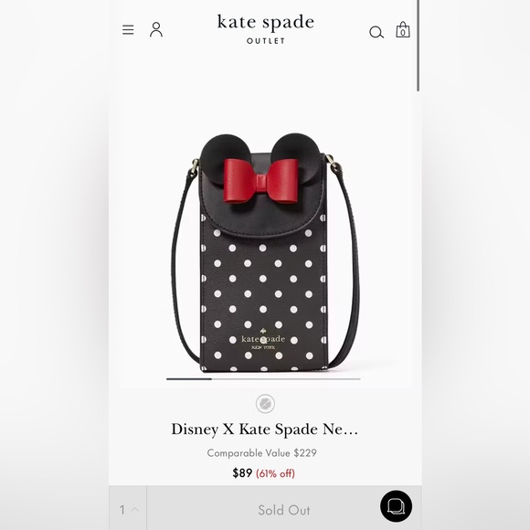 Disney X Kate Spade New York Minnie Mouse North South Flap Phone Crossbody - Picture 1 of 4